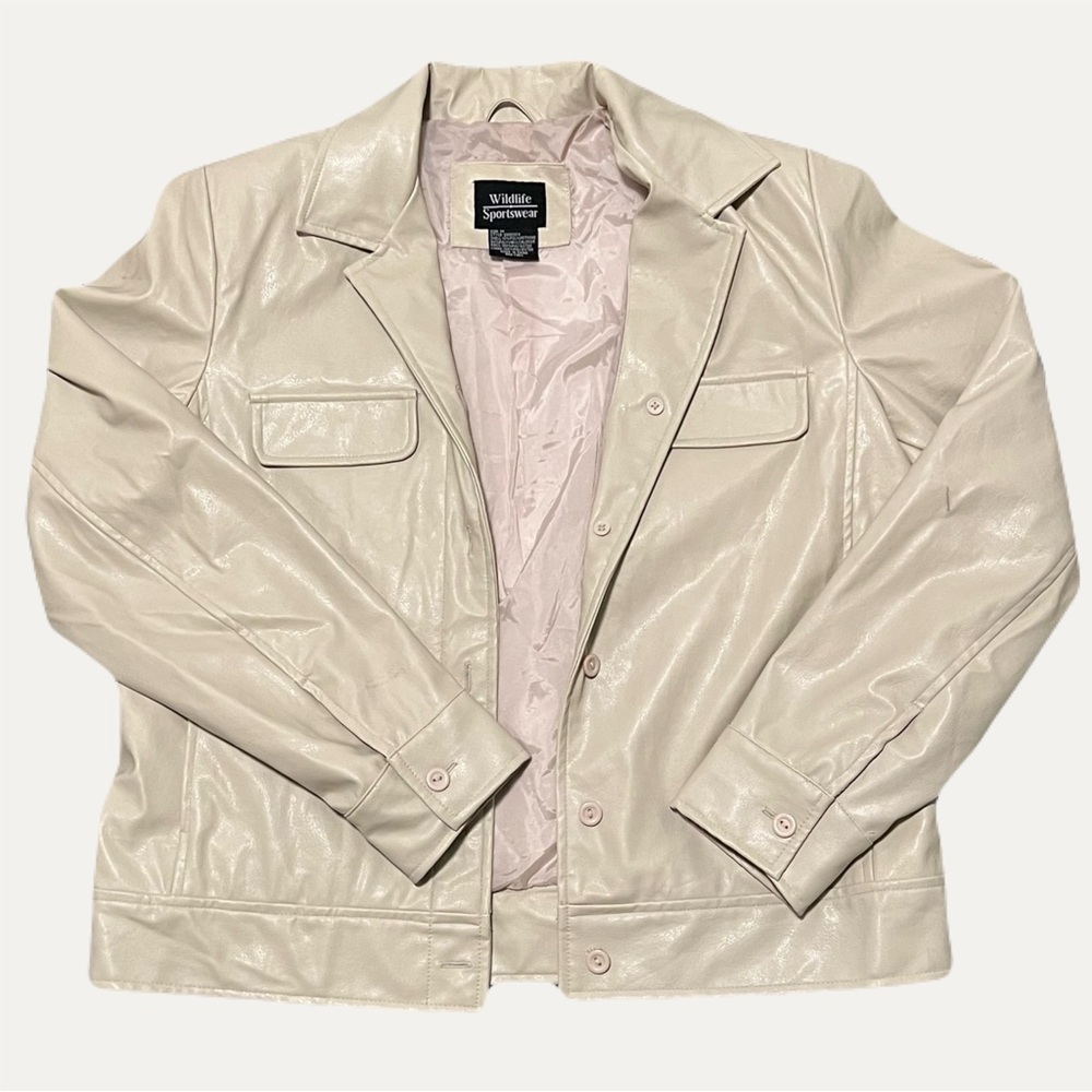 Women's Cream faux leather Jacket